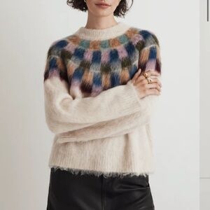 Madewell Brushed Checkerboard Fair Isle Oversized Sweater